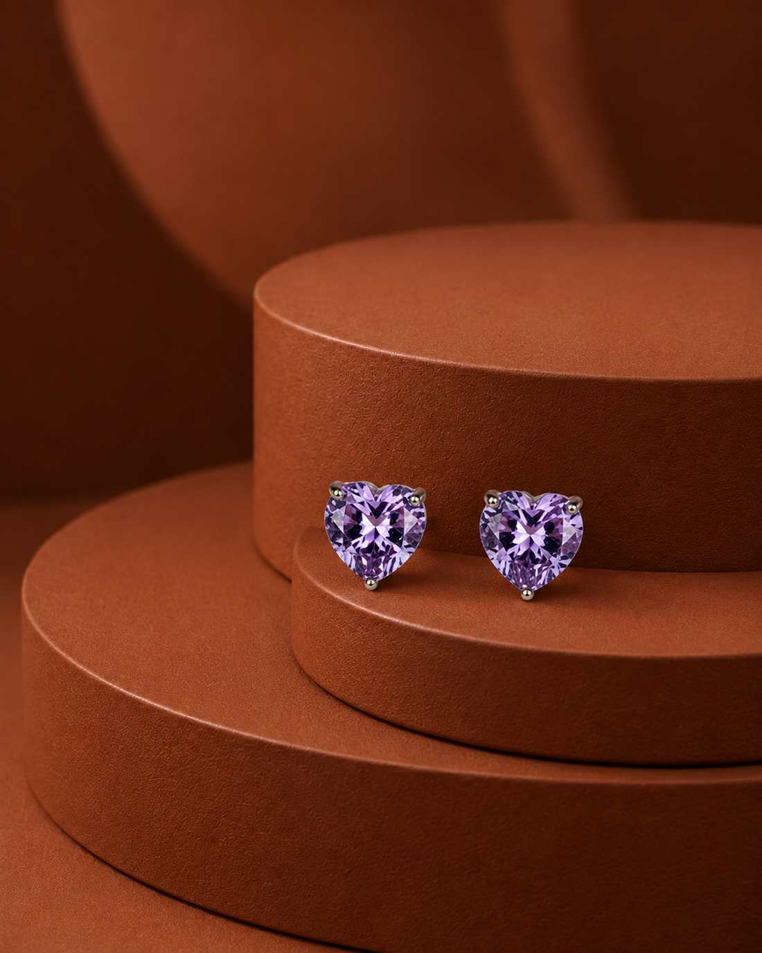Swarovski Heart Cut Crystal Stud Earrings – Silver Finish | Multi Colour Options