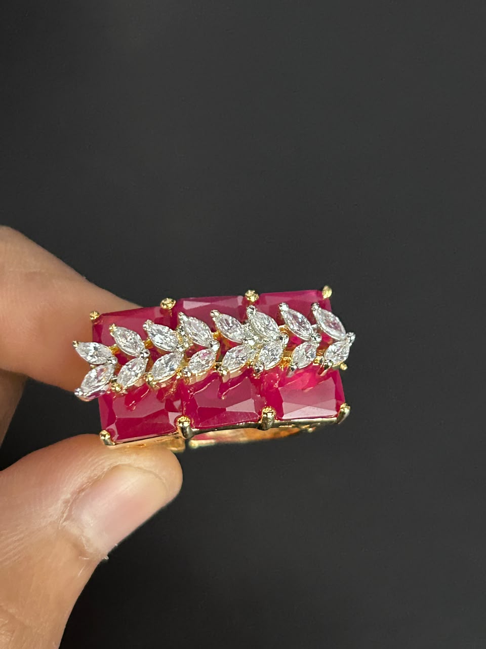 Elowen Crystal Vine Adjustable Ring