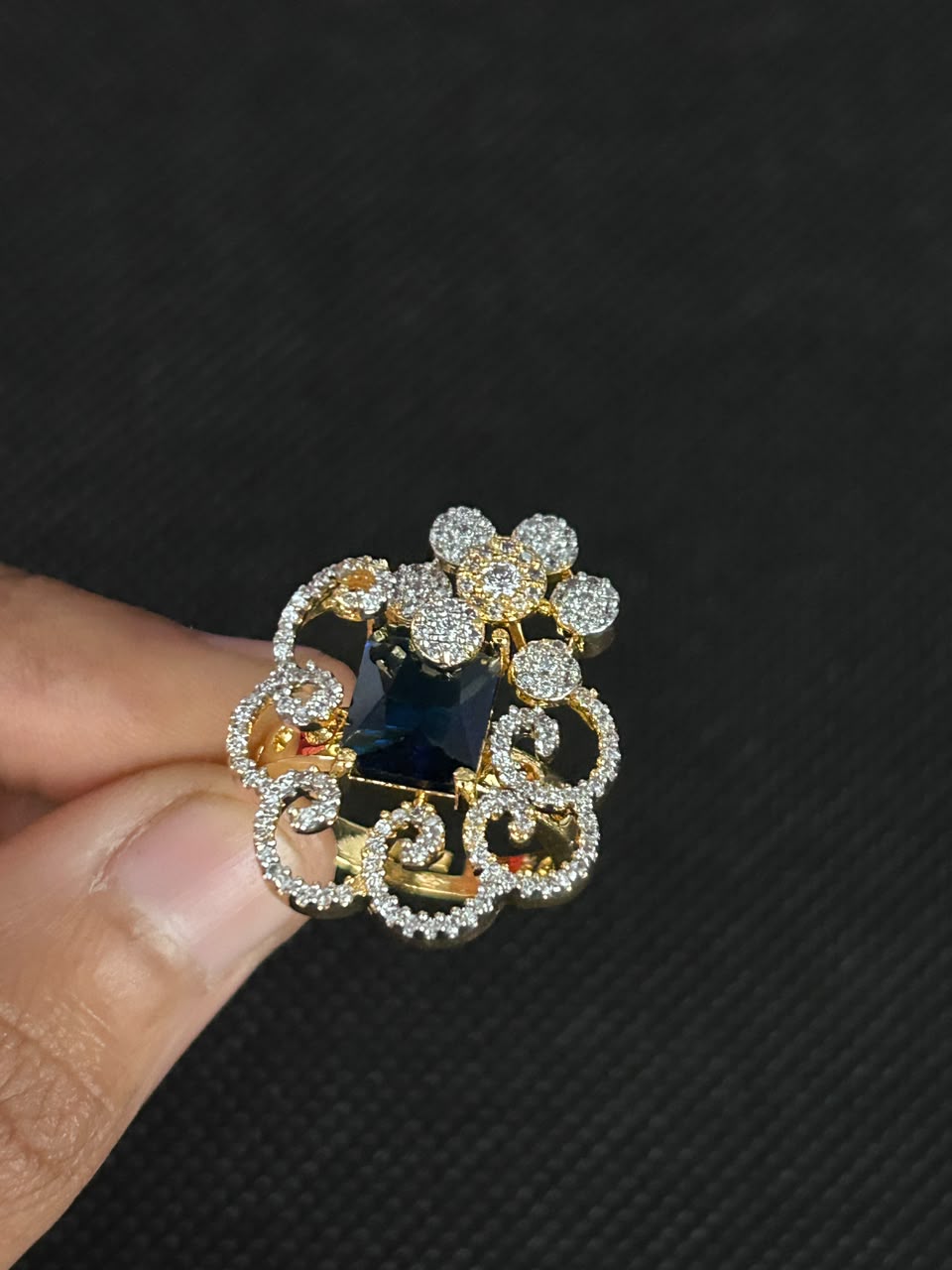 Elara Royal Swirl Adjustable Statement Ring