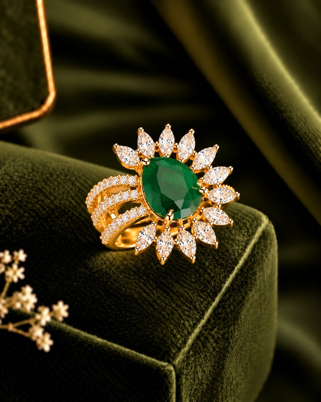 Aurevia Teardrop Halo Adjustable Ring