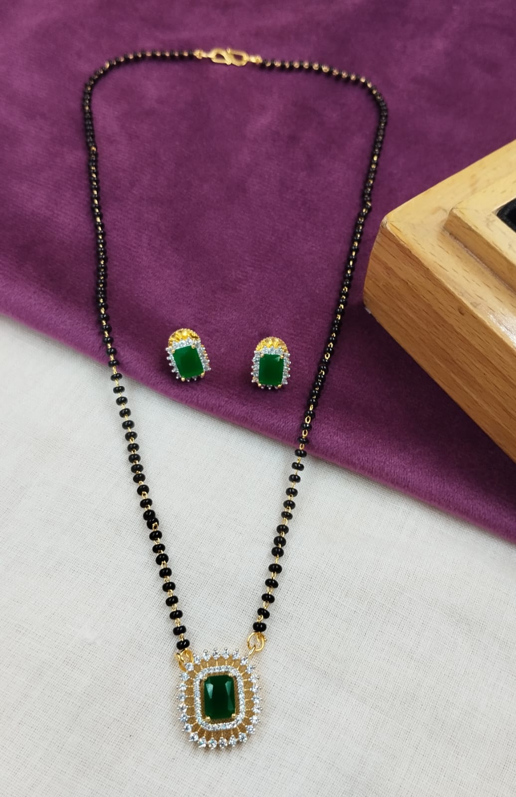 Ziyana Emerald Cut Mangalsutra Set – 18 Inch