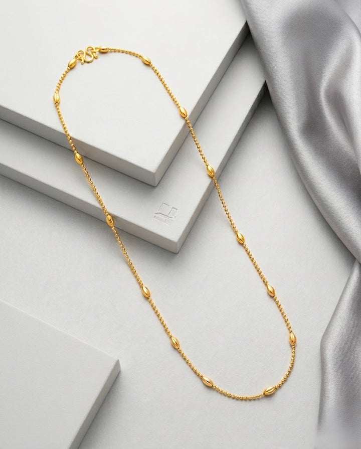 Oval Bead Gold Finish Chain for Women