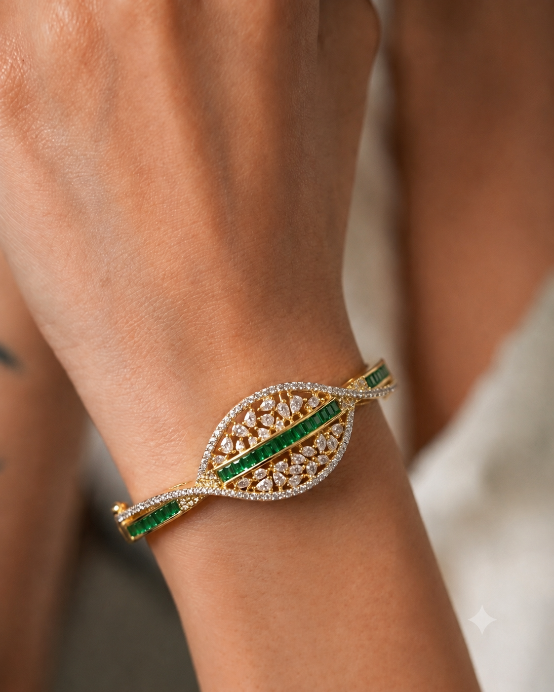 Noorika Royal Ruby, White  & Emerald Stone Bracelet