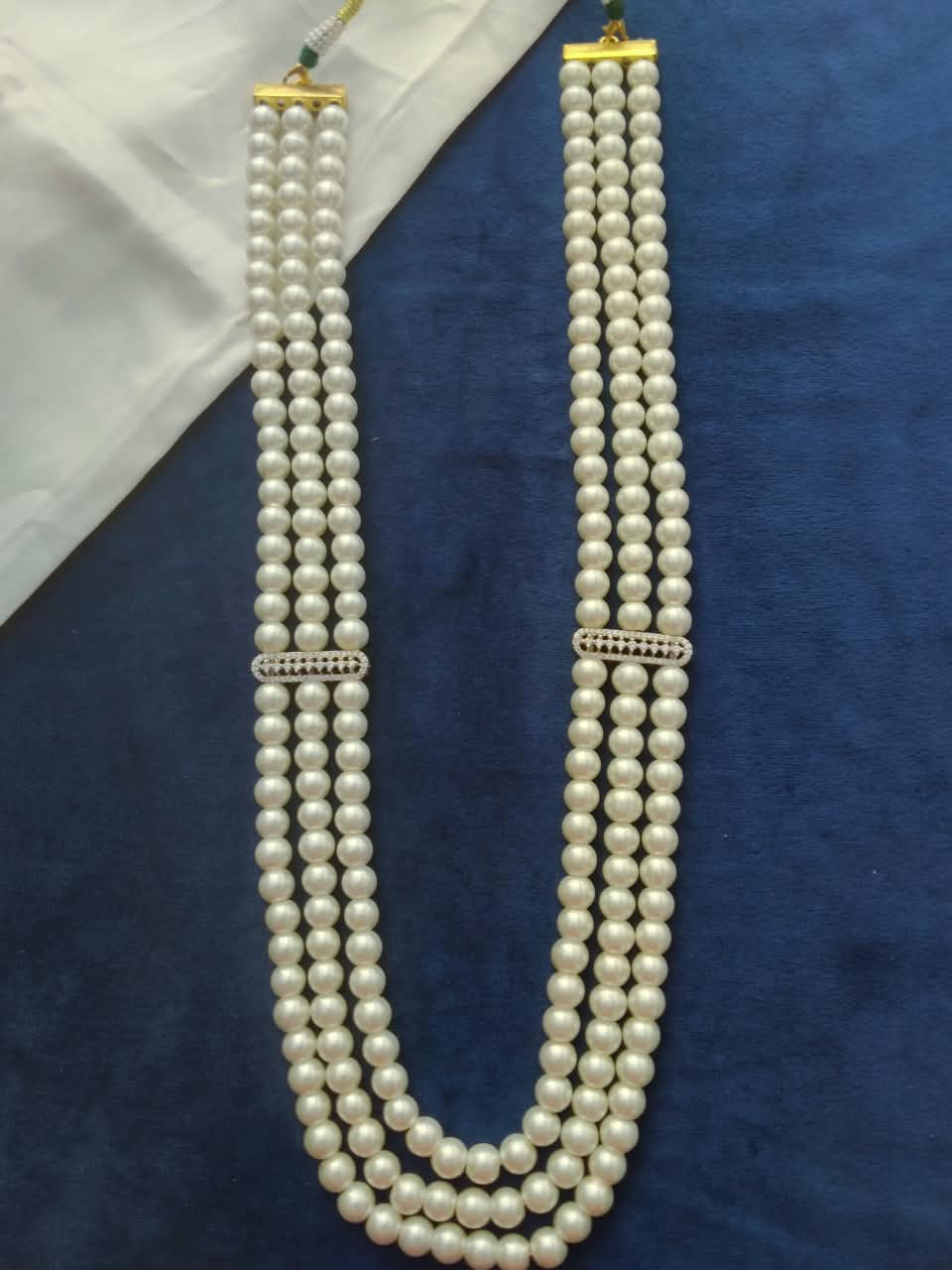 Aarvi Classic Triple-Layer Pearl Mala – 24 Inch