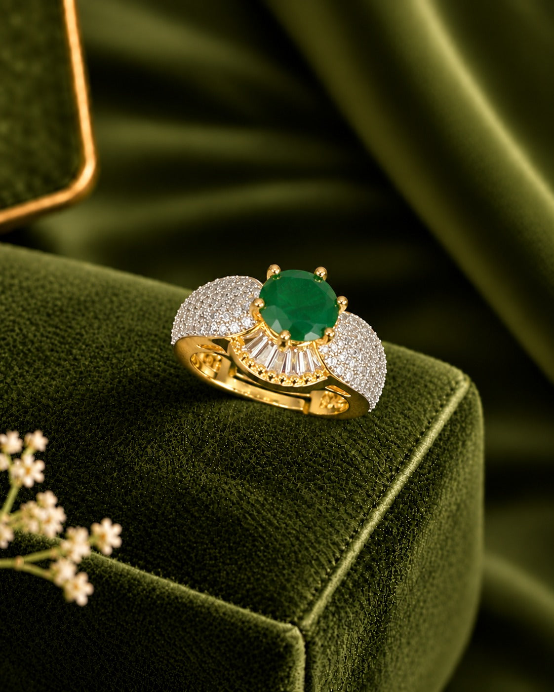 Majestic Crown Solitaire Adjustable Ring