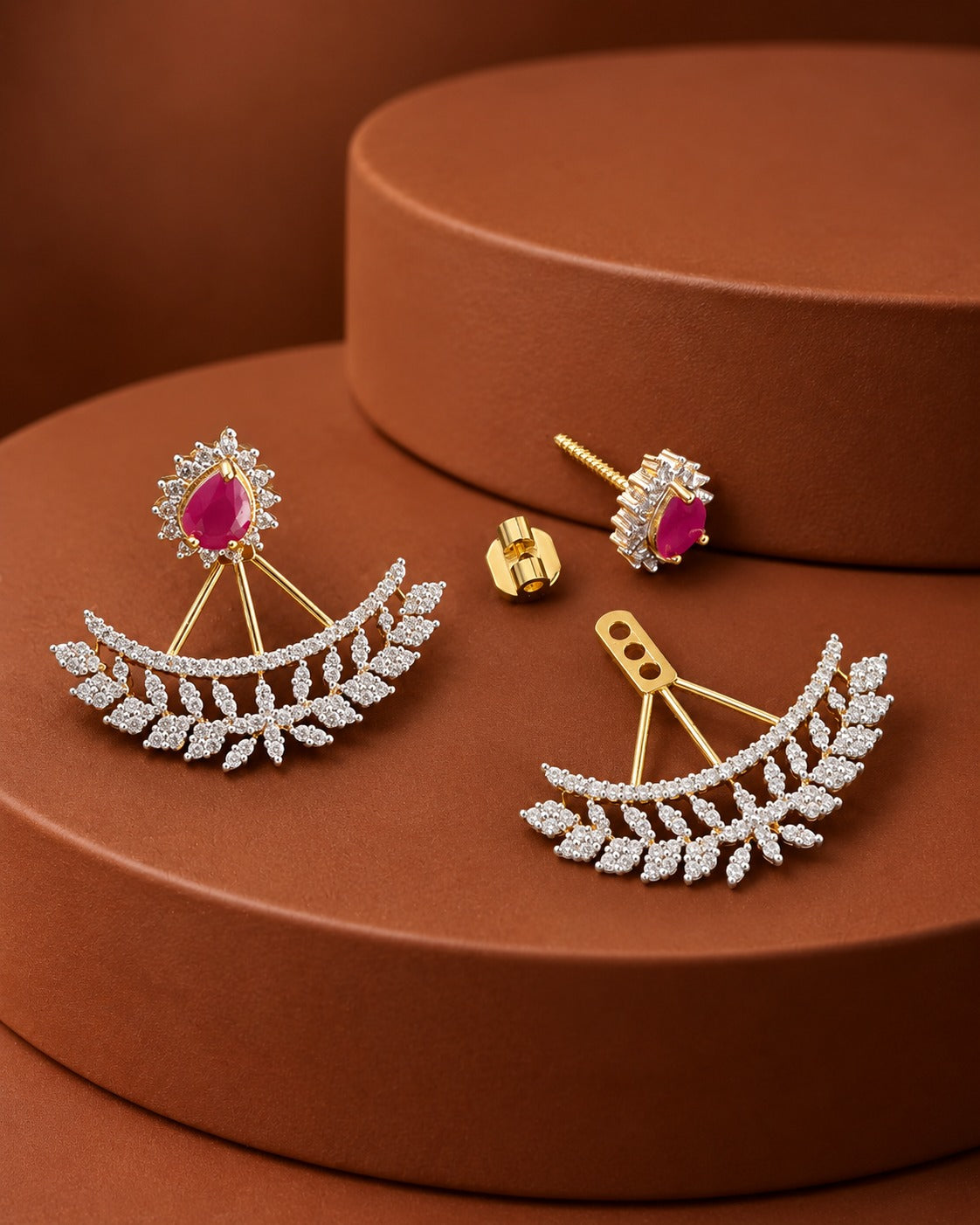 Aurelia Crescent Ear-Jacket Screw Earrings