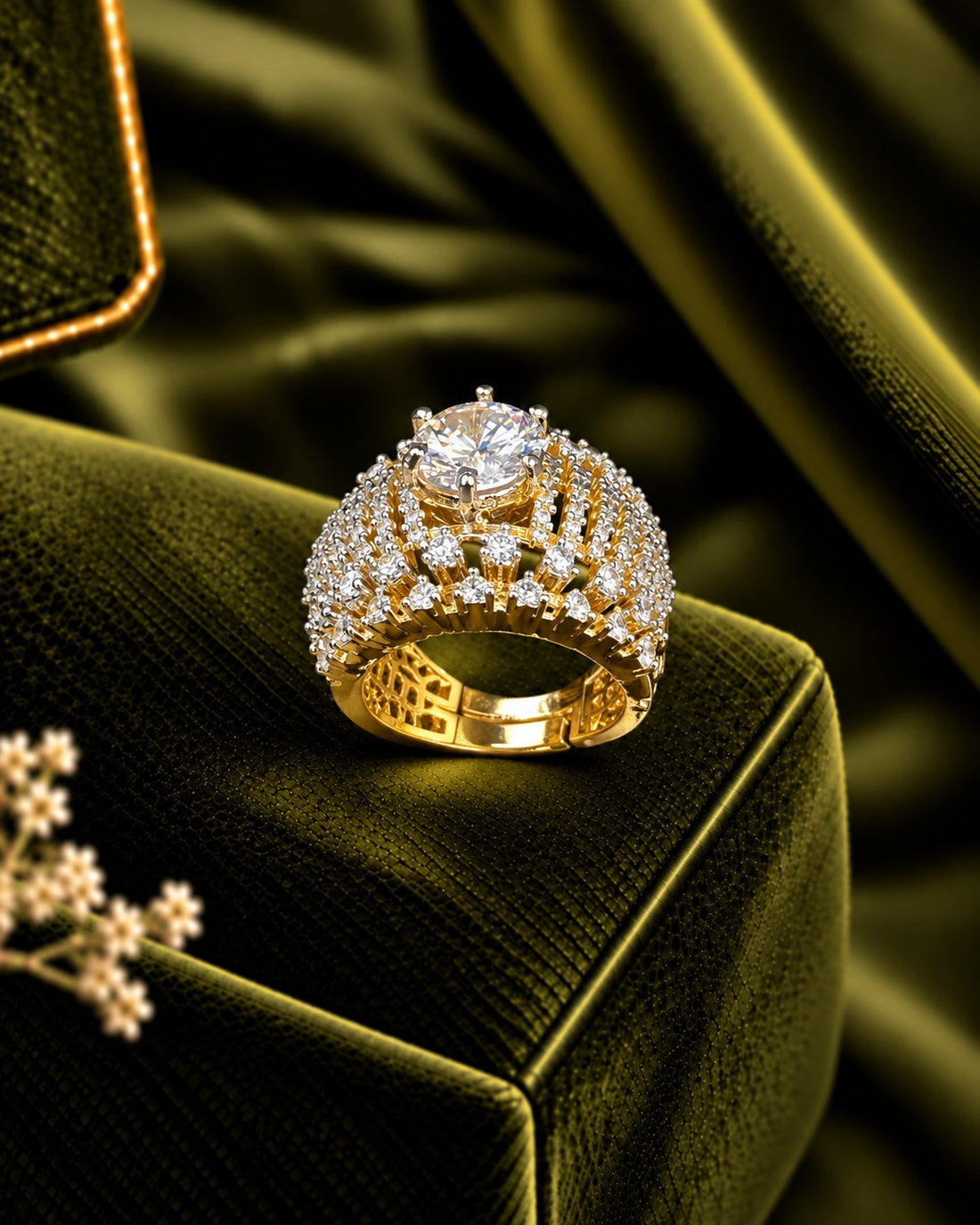 Celestia Crown Solitaire Adjustable Ring