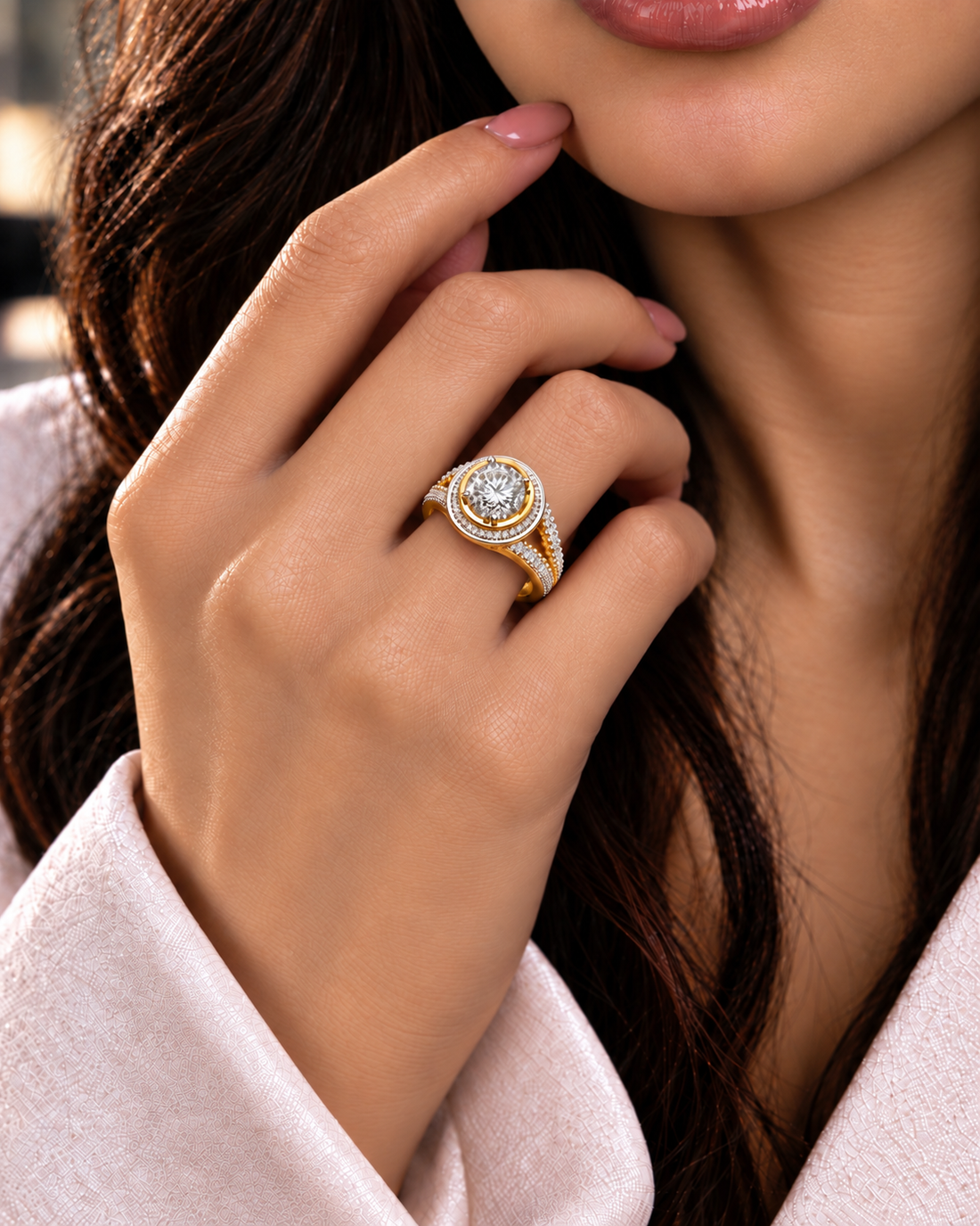 Aarisha Radiant Solitaire Halo Ring