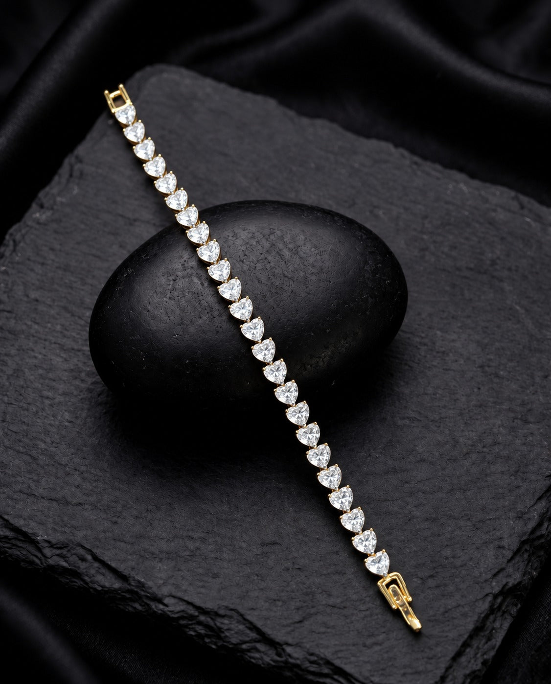 Orivelle Golden Teardrop Diamond Tennis Bracelet