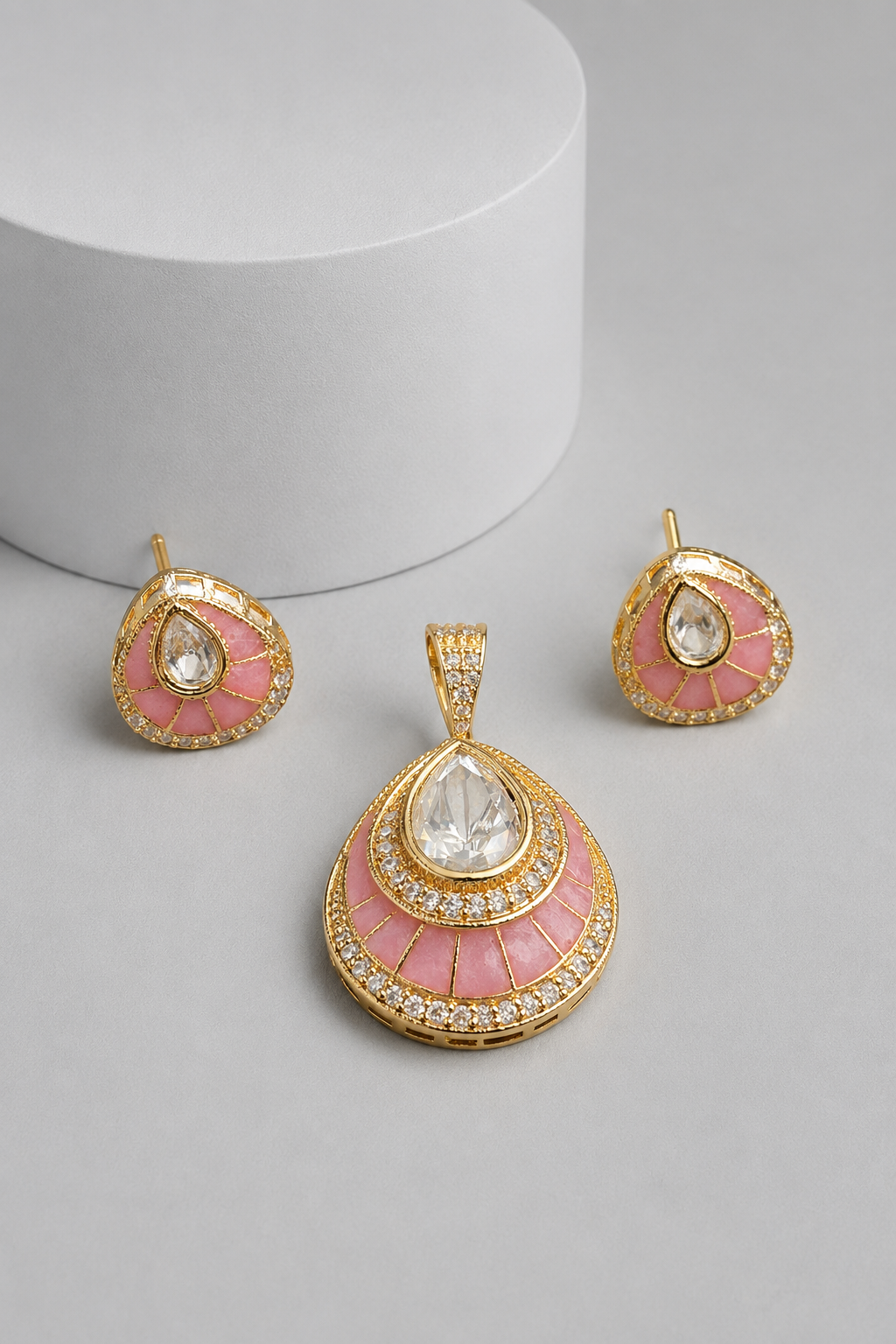 Chandrika Mother of Pearl Teardrop Pendant Set