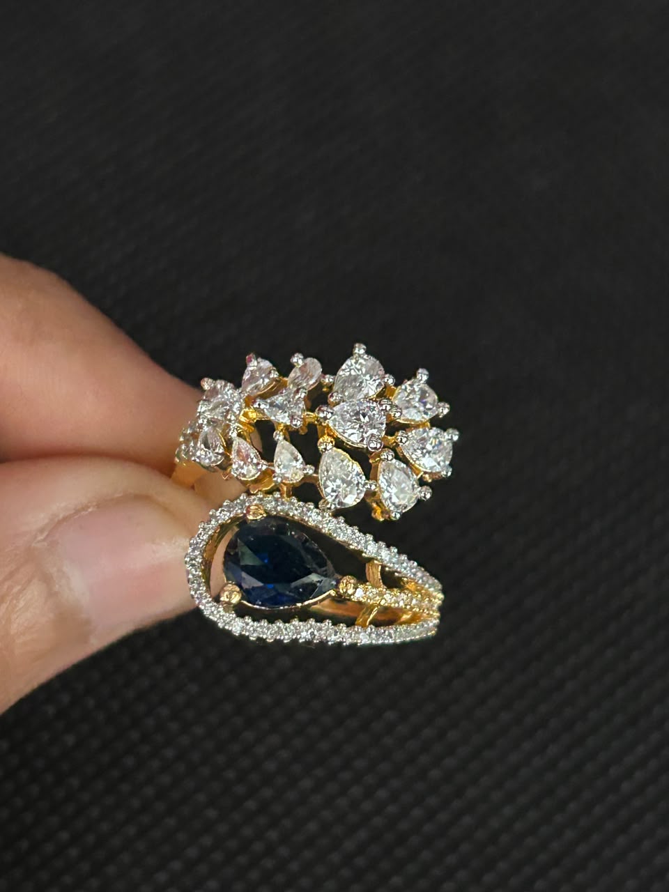 Celestia Teardrop Bloom Adjustable Ring