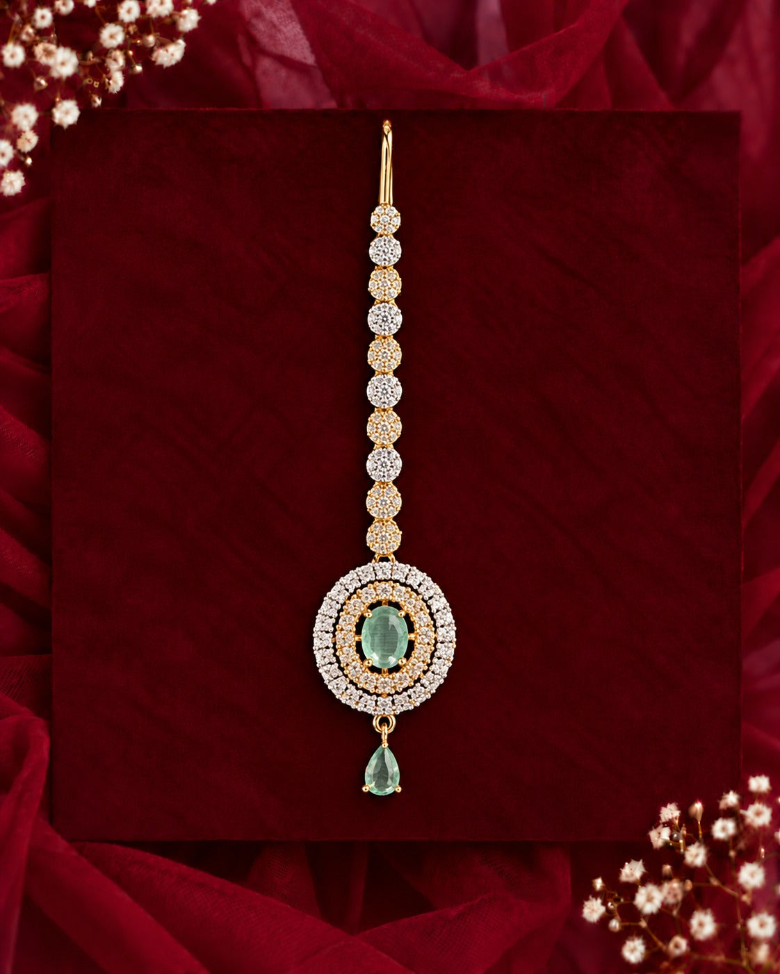 Regal Oval Halo Maang Tikka