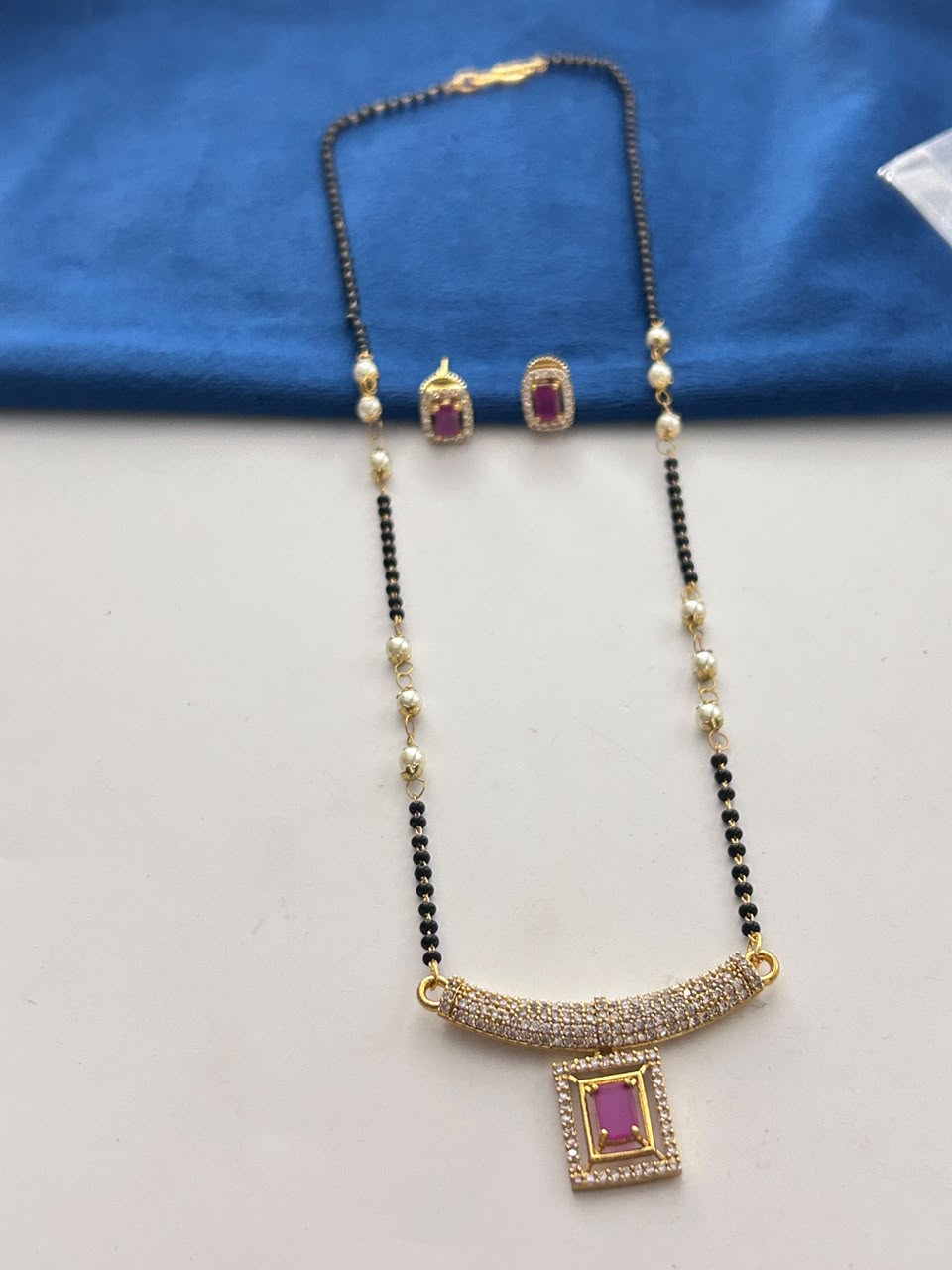 18 Inch Ruby Bar Mangalsutra Set