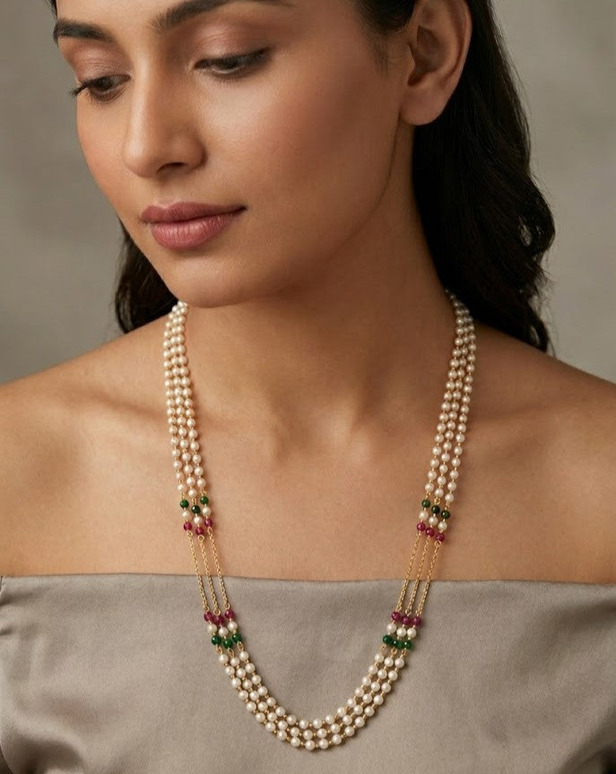 Noorvati Royal Pearl Beaded Mala Necklace