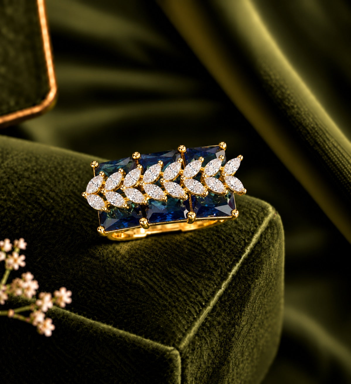 Elowen Crystal Vine Adjustable Ring