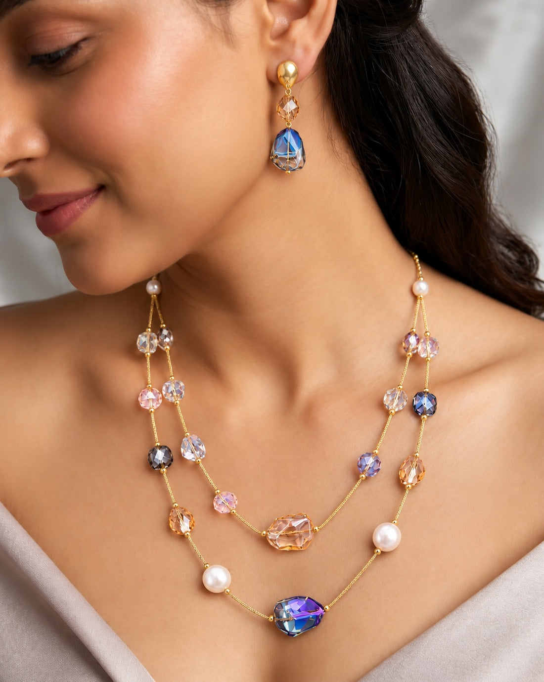 Aurelia Multicolour Crystal Designer Mala Set
