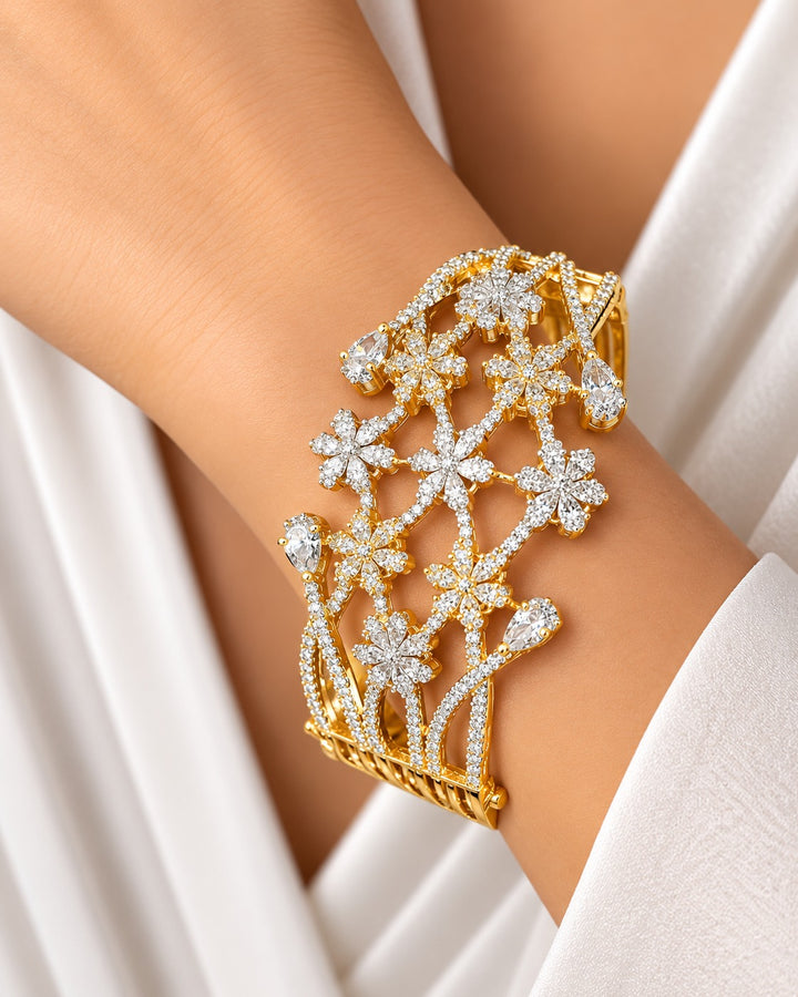 Floria Oval Openable Floral Diamond-Look Bracelet – Fits 2.4 & 2.6