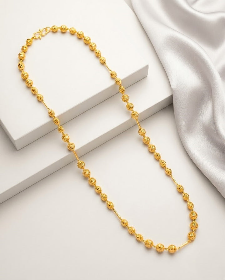 Gold Finish Beaded Daily Wear Chain for Women