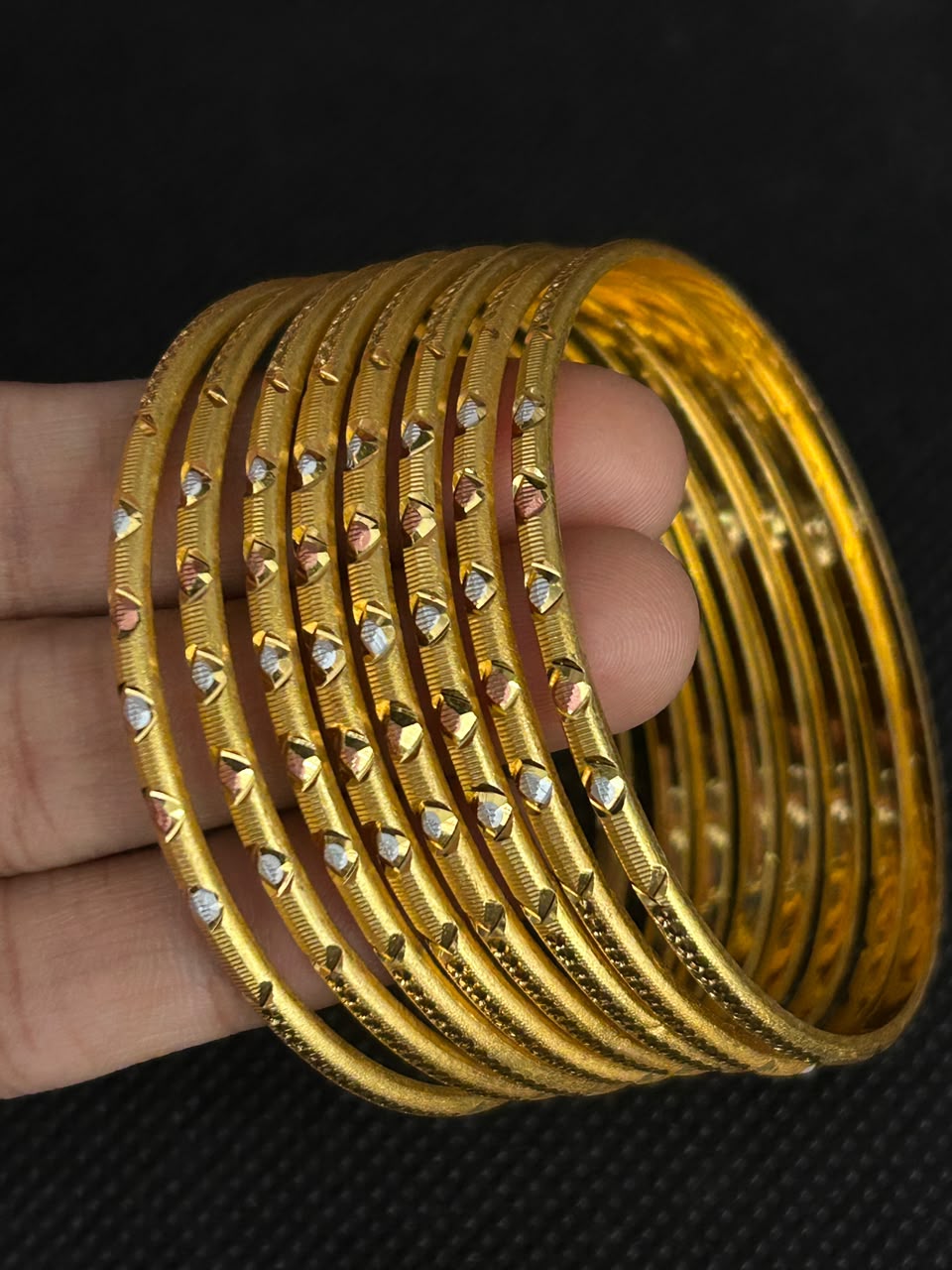 Solid Tri-Tone Bangles – Pack of 8