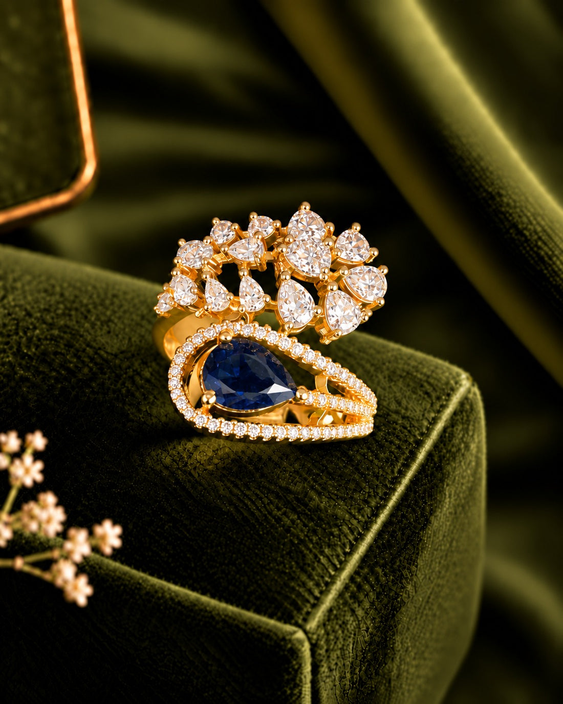 Celestia Teardrop Bloom Adjustable Ring