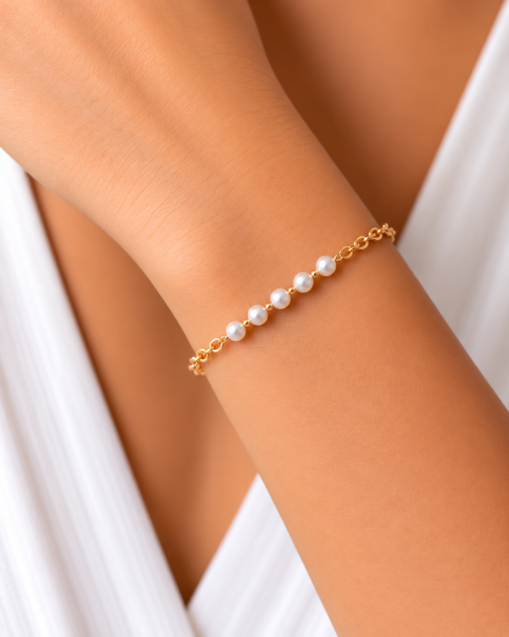 Alina Gold-Tone Minimal Pearl Chain Bracelet