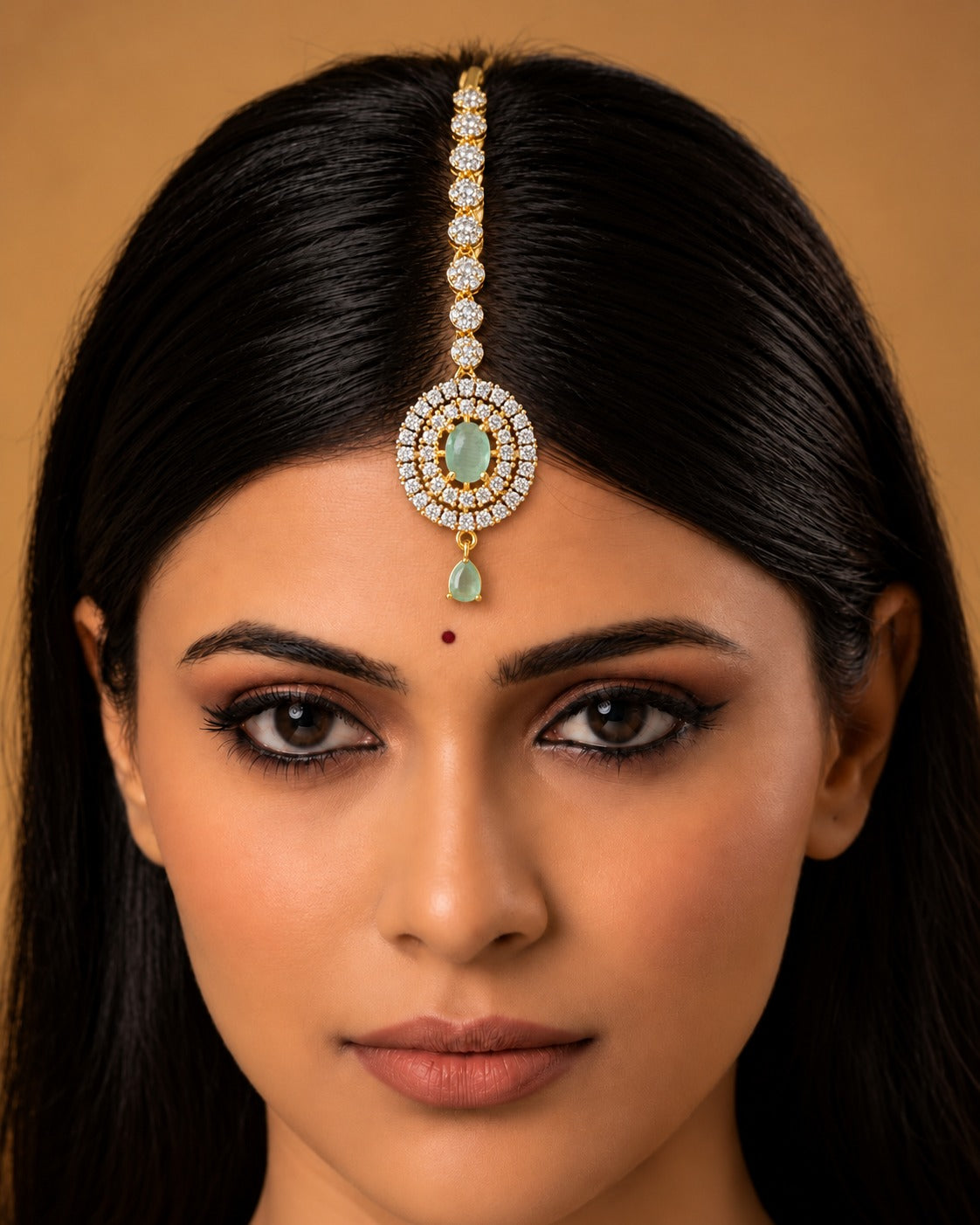 Regal Oval Halo Maang Tikka