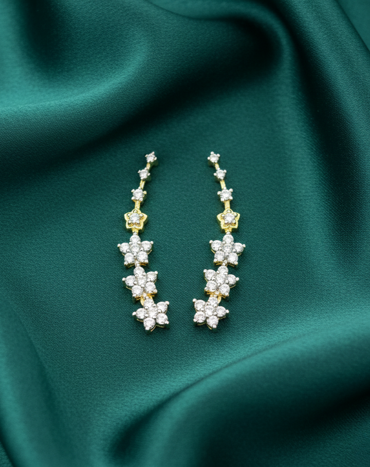 Gold and diamond earrings earcuff daily party ocassion wear