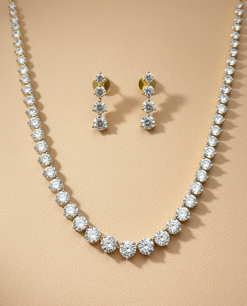 Diamond necklace and earrings 